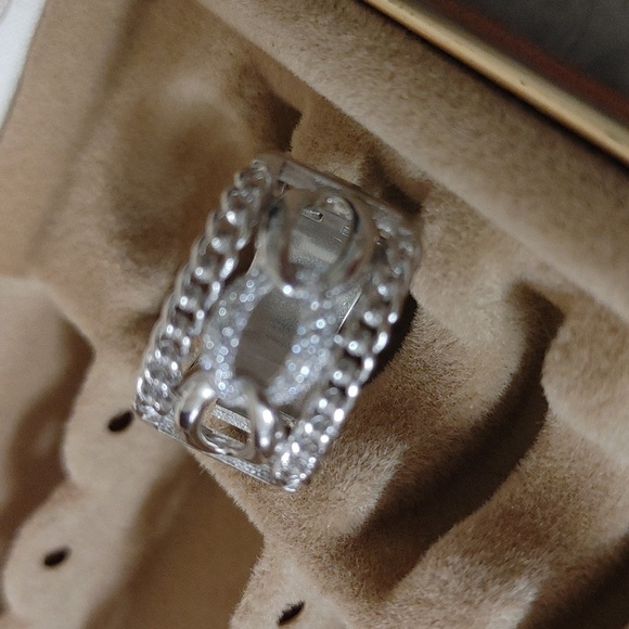 Sterling Ring Links Style w Small Diamonds Size 9.5 - Picture 12 of 12